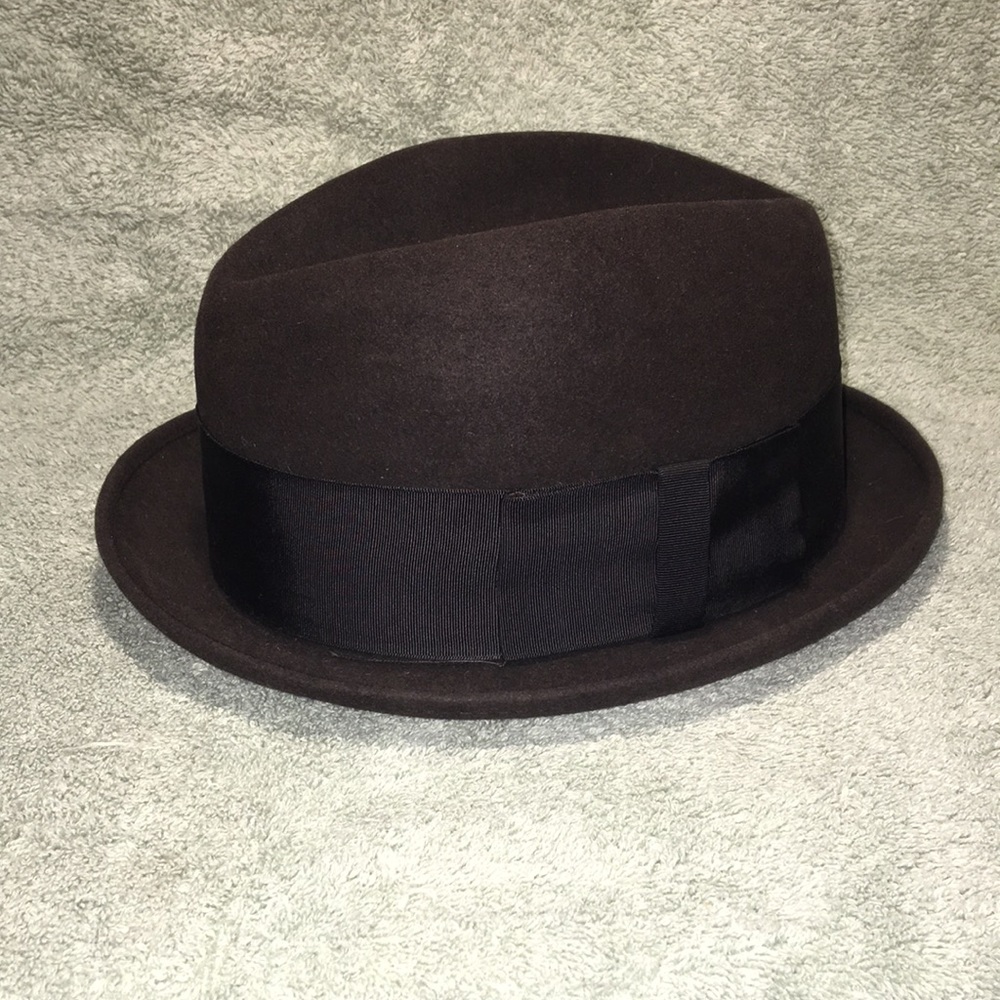 Vintage Fairmount Genuine Felt short brim Fedora dark gray black trilby